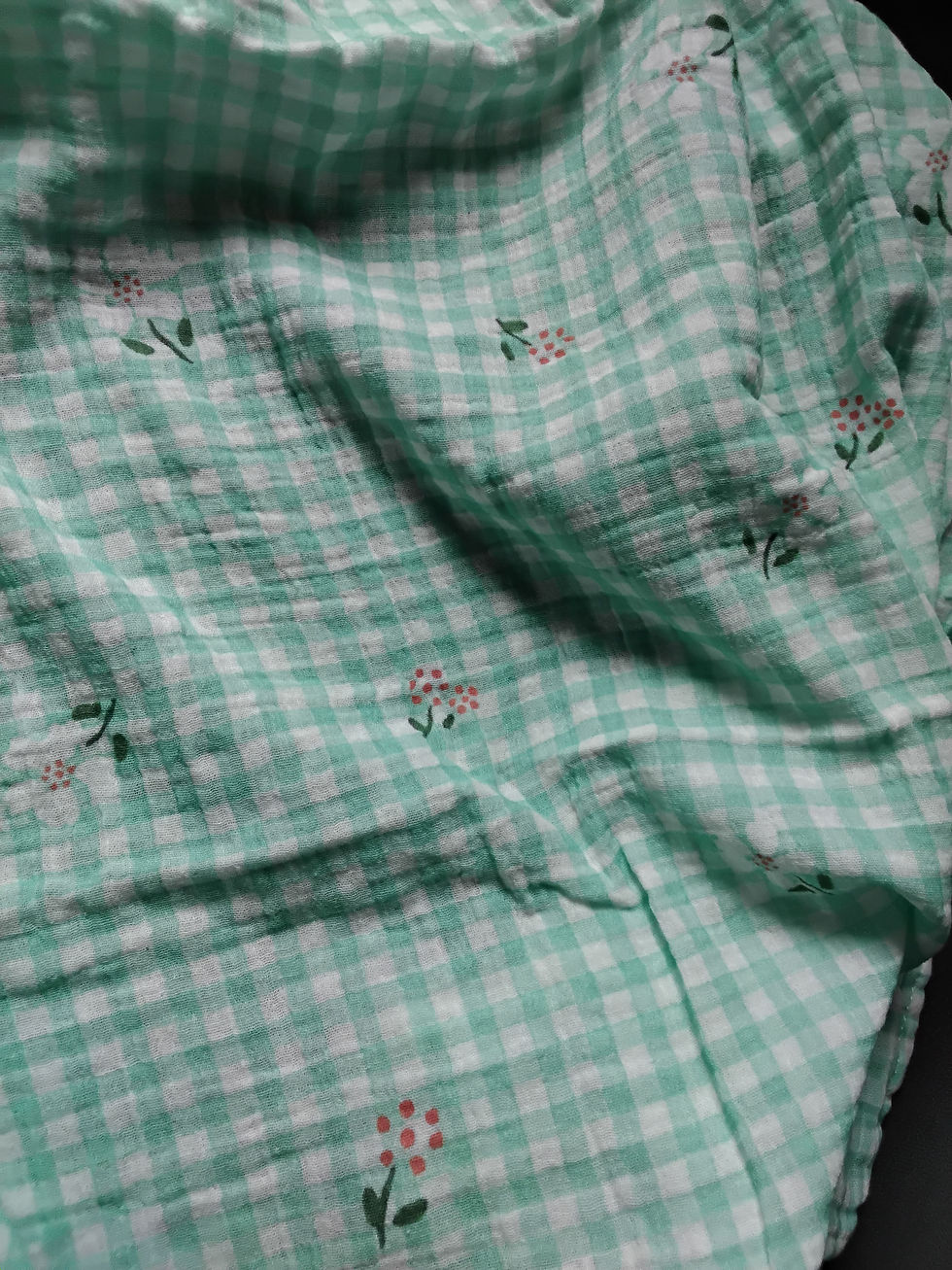 Fraldinha Xadrez e Florzinhas (Verde)