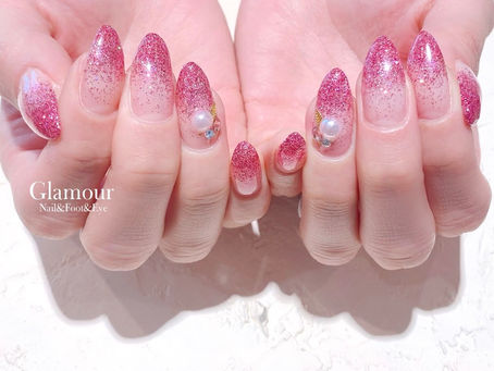 【高松市ネイル&マツエクサロン】ラメグラデネイル×フラットボリュームmix