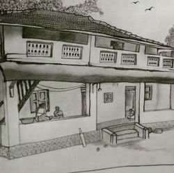 #oldhousesketch #nativeplace #indianartist #draw #passion #fabercastell #fabercastell6b #sketch #sel
