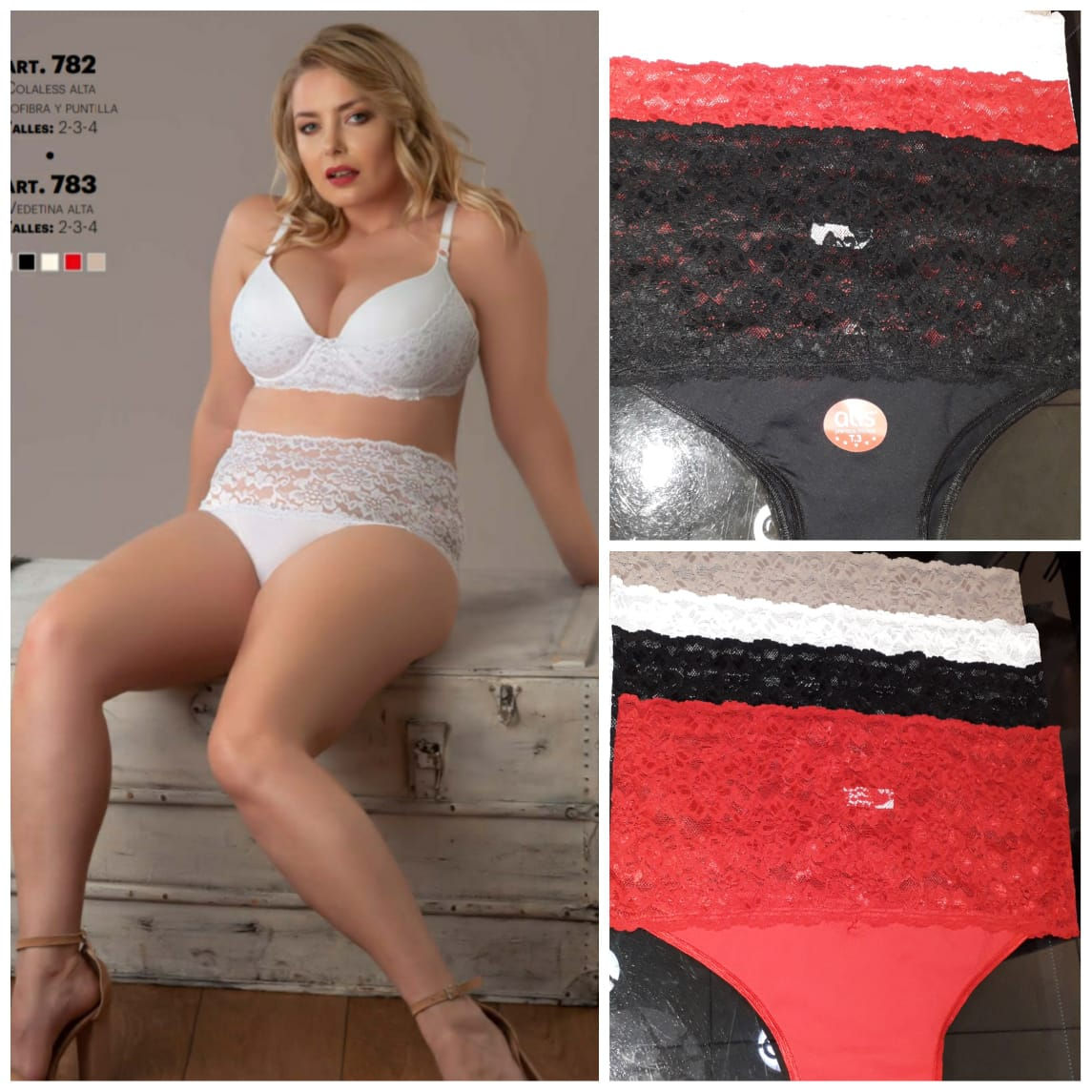 Vedetina microfibra con cintura alta de puntilla Alis (Art 783)