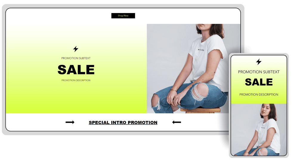 Desktop & mobile layout of the website template promotion section.