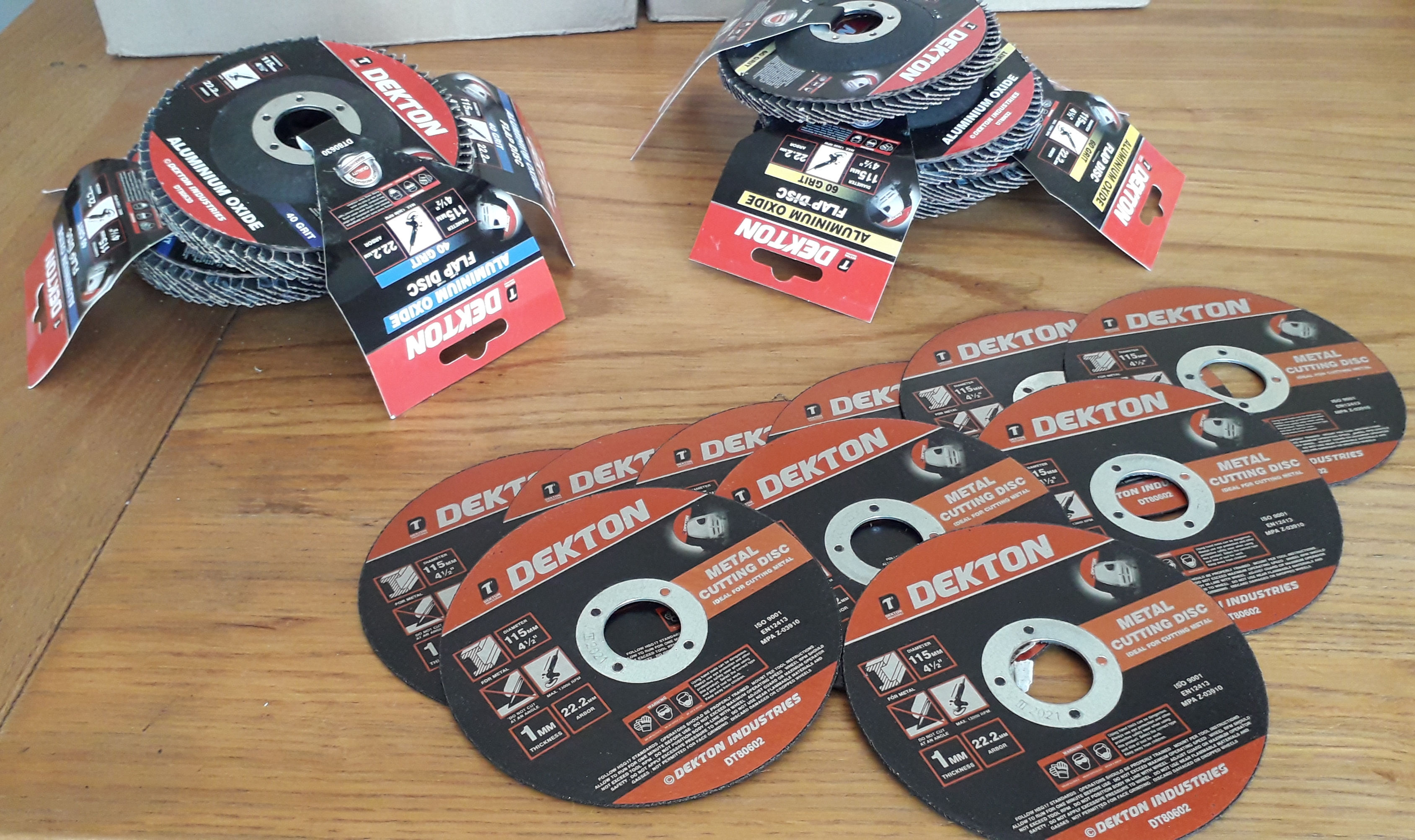 dekton 40 and 60 grit flap wheels