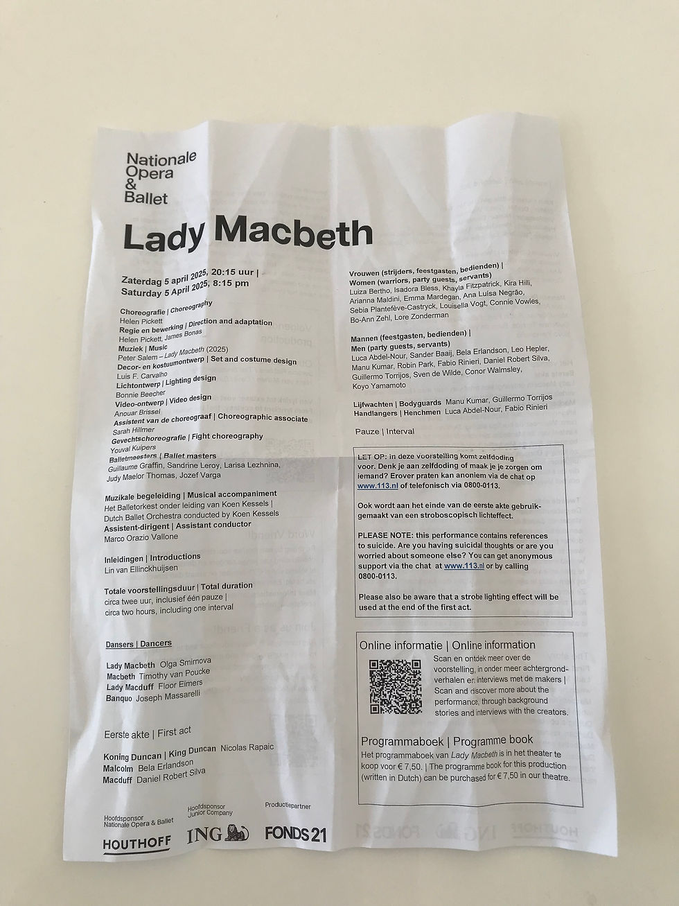 Lady Macbeth cast sheet front: Click to enlarge