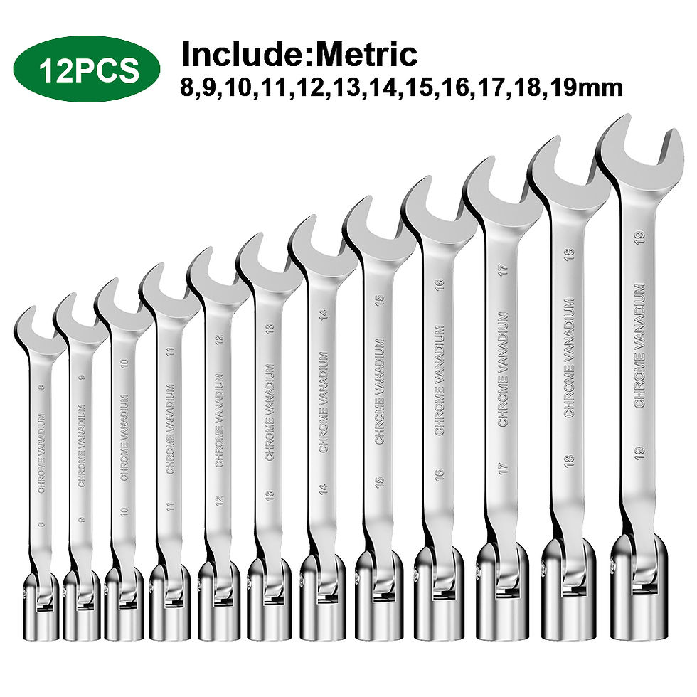 Miniature : WOZOBUY 8mm-19mm Swivel Head Socket Spanner Open End Combination Wrench Auto Car