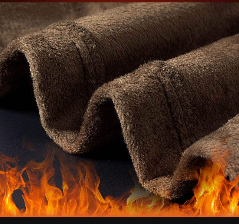 Miniature : Khaki Black Gray Fleece Men's Corduroy Casual Pants Chenille Thick Stretch Busin