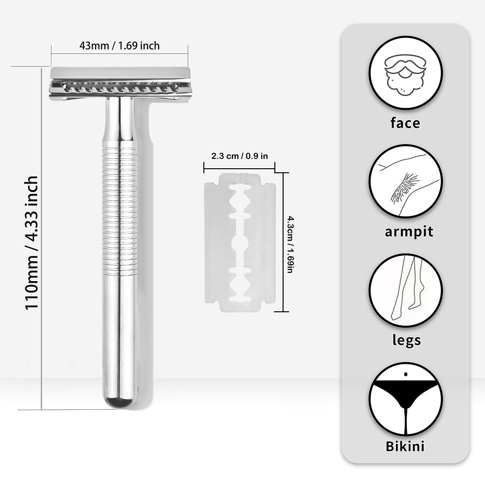 Miniature : Safety Razor with Chrome Plated Handle and 5 Platinum Coated Double Edge Safety 