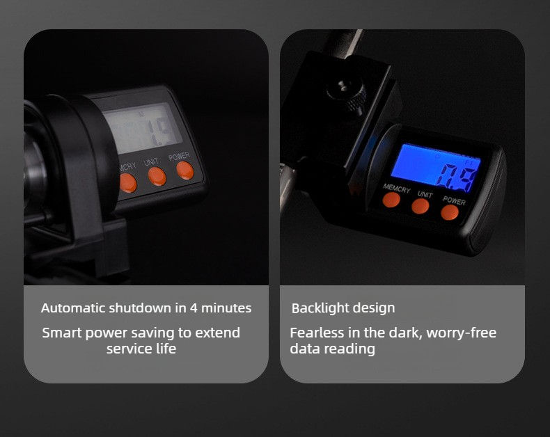 Miniature : 999.9M Digital Display Fishing Line Counter ABS Night Fishing Line Counter Fishi