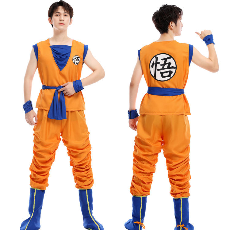 Miniature : Anime Adult Son Goku Cosplay Costume For Men Kids Boys Orange Suit Halloween Sup