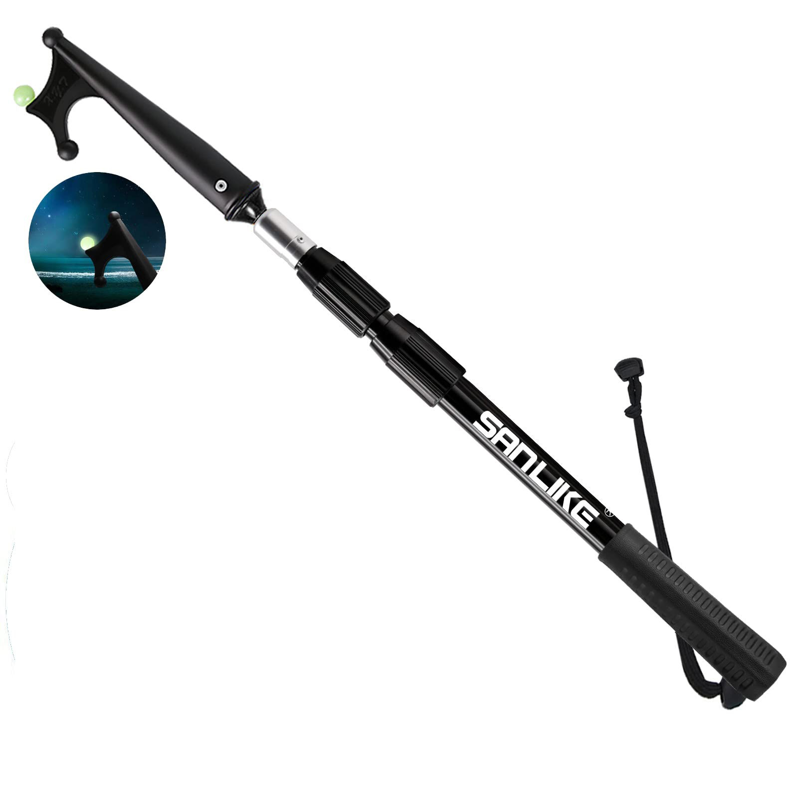 SANLIKE Boat Hook Pole Glow-in-The-Dark Retractable Floating Mooring Hook with T