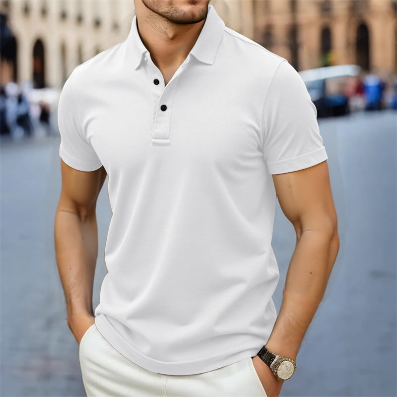Miniature : 2025 New Men's Casual and Fashionable Simple Collared Short Sleeved Polo Shirt S