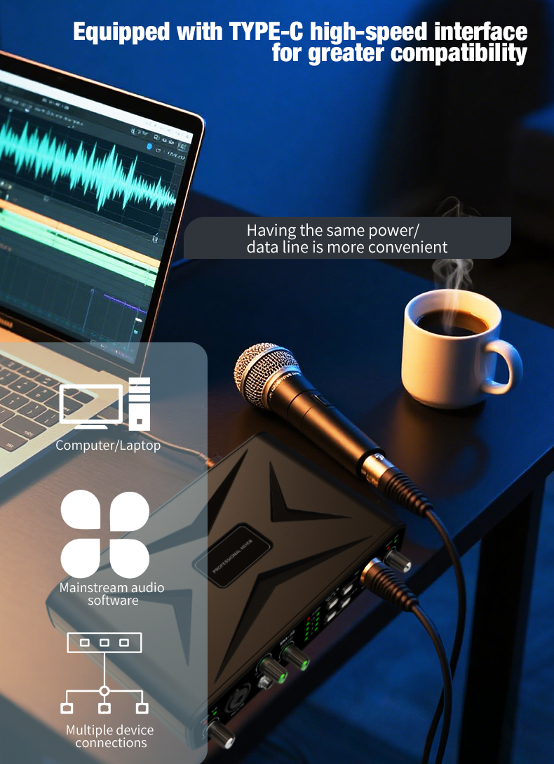 Miniature : Audio Interface With Microphone 48V Preamp 32-bit/384KHz Audio Resolution For El
