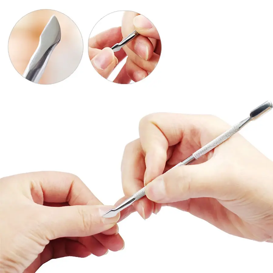 Miniature : 4pcs/Lot Stainless Steel Cuticle Remover Double Sided Finger Dead Skin Push Nail