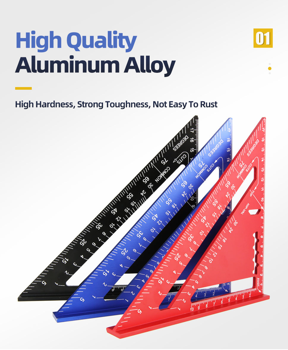 Miniature : Triangle Ruler 7Inch Measurement Tool Aluminium Alloy Carpenter Set Square Angle