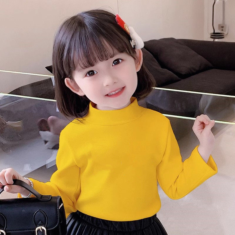 Miniature : Children's Clothing Boys Girls Winter Thermal T-shirts Turtleneck Solid Long Sle