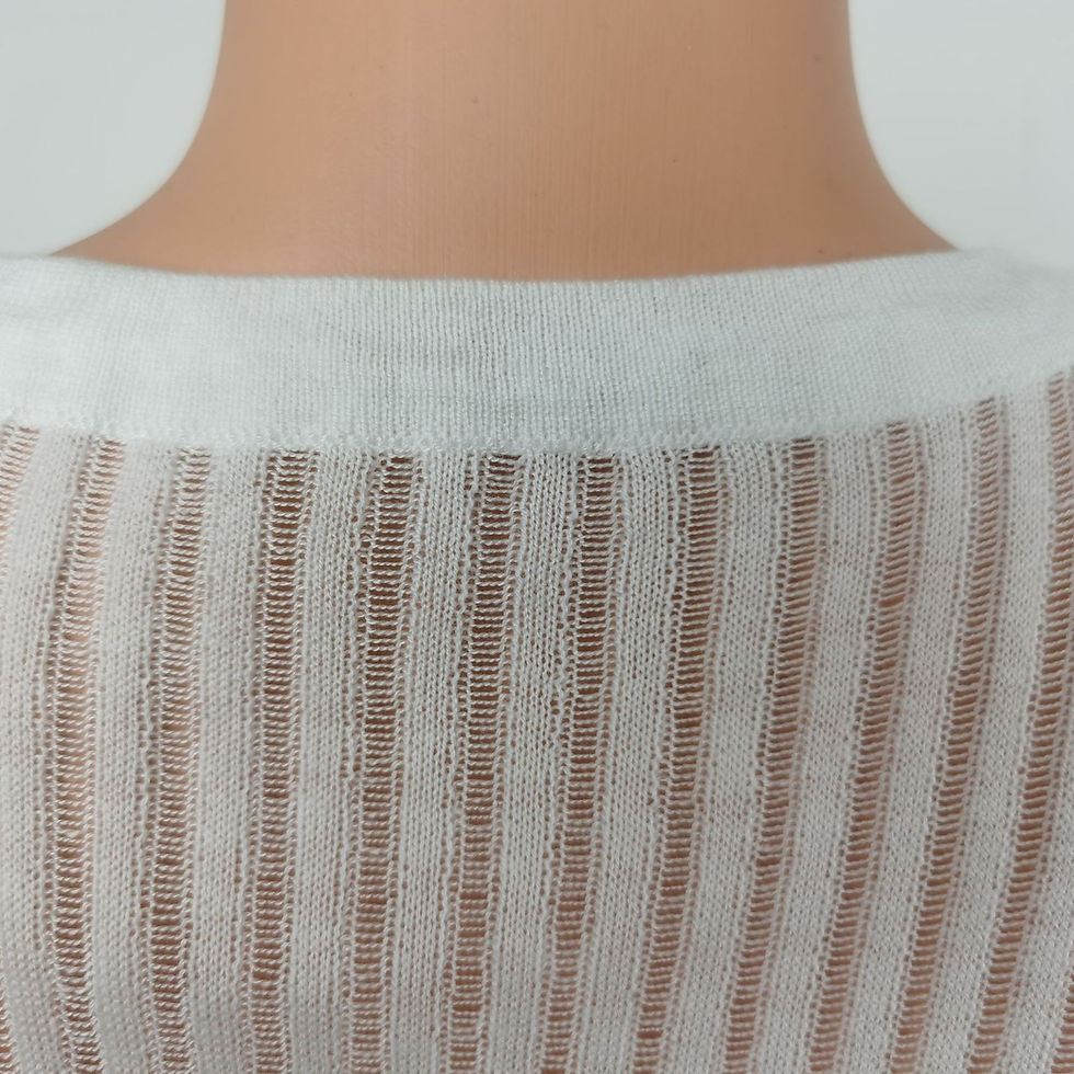 Miniature : 2023 Fashion White Elegant Striped See Through Women Tops Outfits Long Sleeve T-