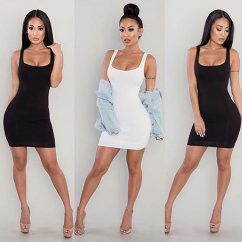 Miniature : Summer Dress Robe Sexy Solid Black Mini Dress Backless Spaghetti Strap Dress Sle