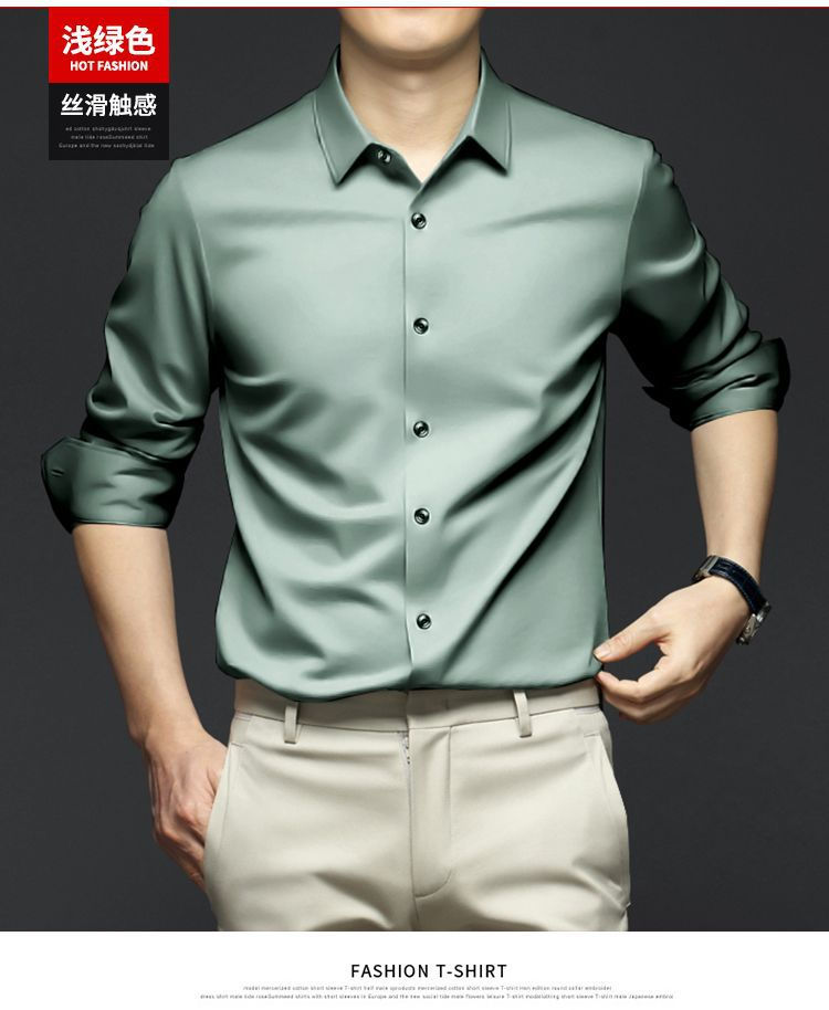 Miniature : Men's White Shirt Long Sleeve Non iron Business Dress Slim Fit Korean Version Pr