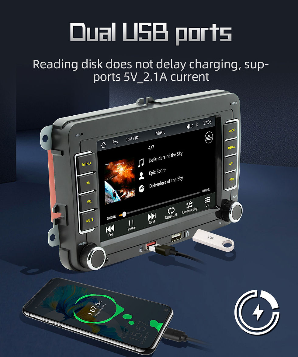 Miniature : BQCC 7" HD Car MP5 Player FM BT Colorful lights RDS Radio Mirrorlink USB chargin