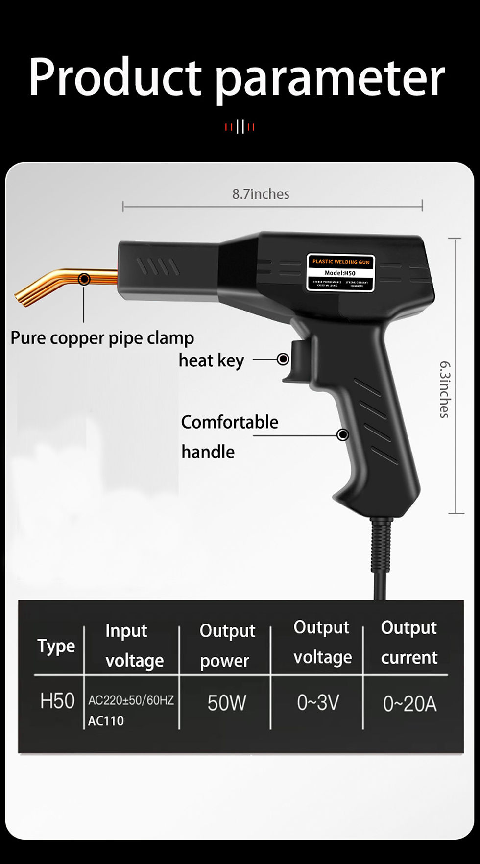 Miniature : 50W Hot Stapler Plastic Welding Machine Plastic Bumper Soldering Iron 2 in 1 Gar