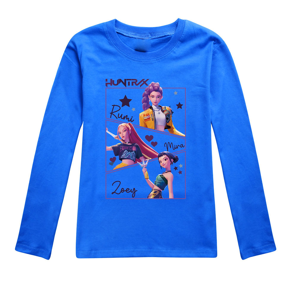 Miniature : KPop Demon Hunters Kids Huntrix Long Sleeve T-Shirt Cartoon Casual O-Neck Top fo