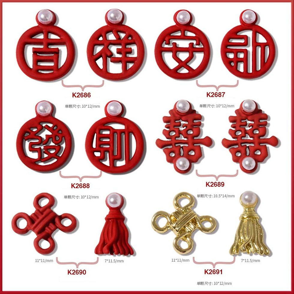 Miniature : Red Manicure Tool Chinese knot Auspicious Fortune Nail Art Alloy Jewelry DIY Nai