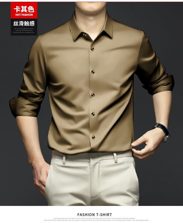 Miniature : Men's White Shirt Long Sleeve Non iron Business Dress Slim Fit Korean Version Pr
