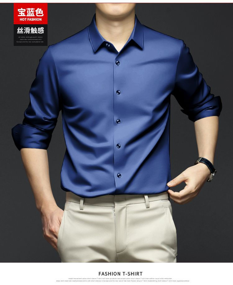 Miniature : Men's White Shirt Long Sleeve Non iron Business Dress Slim Fit Korean Version Pr