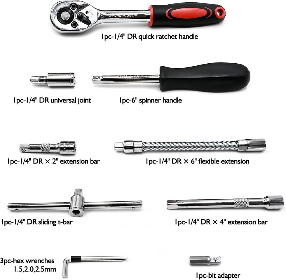 Miniature : FOCSE 46 Pieces 1/4 Inch Drive Socket Ratchet Wrench Set, With Bit Socket Set, M