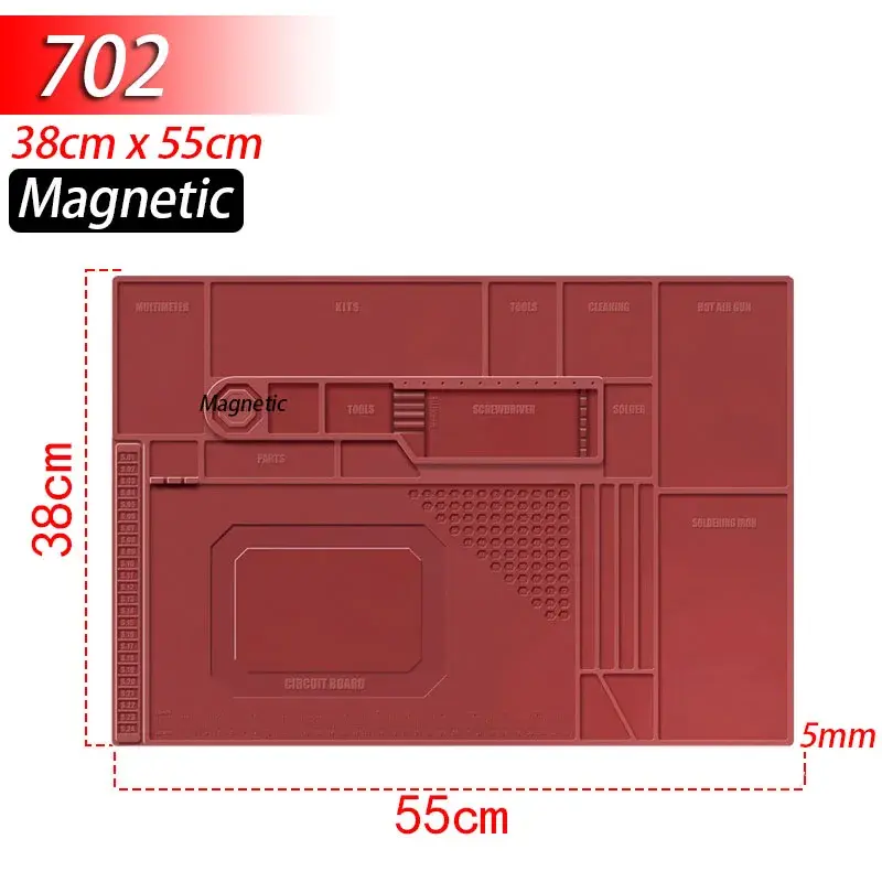Miniature : Soldering Station Mat Silicone Work Mat Heat Resistant 932°F Anti-Static Magnet