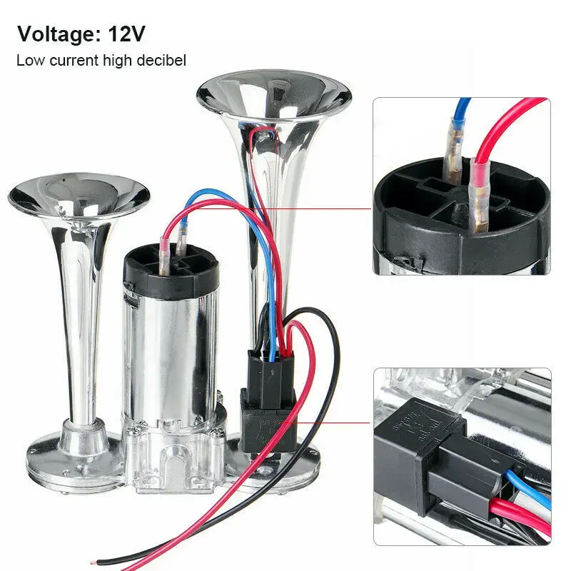 Miniature : 600DB Horn 12V Super Loud Car Electric Horn Dual Trumpets Air Horn Speaker For C