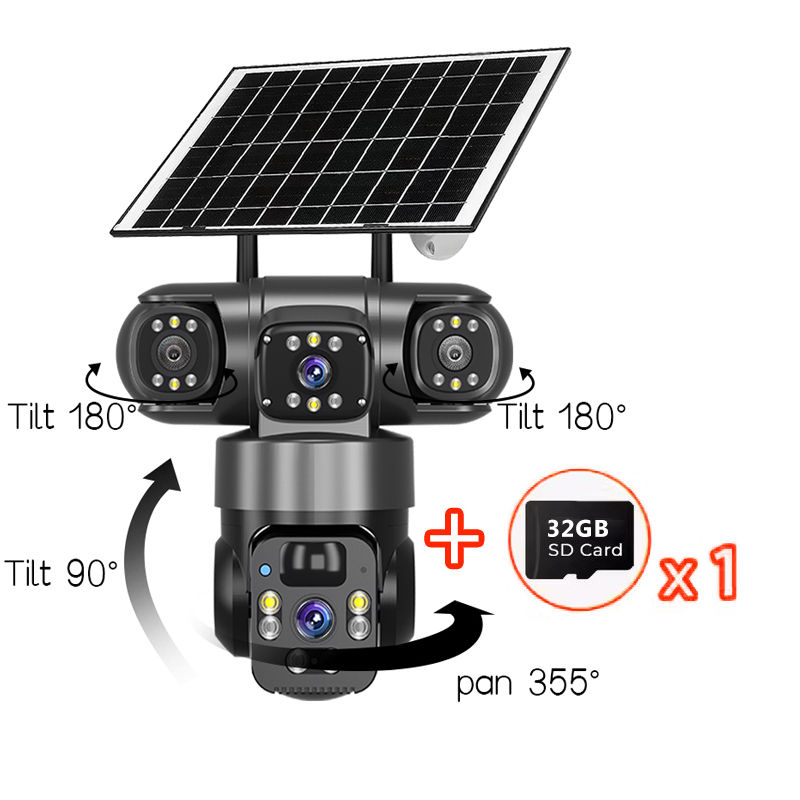 Miniature : 15MP 8K Wifi HD Camera Three Lenses Solar ip Camera Outdoor Wireless Waterproof 