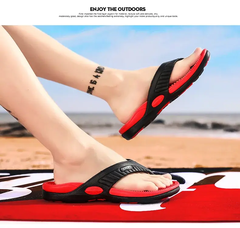 Miniature : Massage Flip Flops for Men Summer Breathable Beach Shoes Sandals Men Luxury Flip