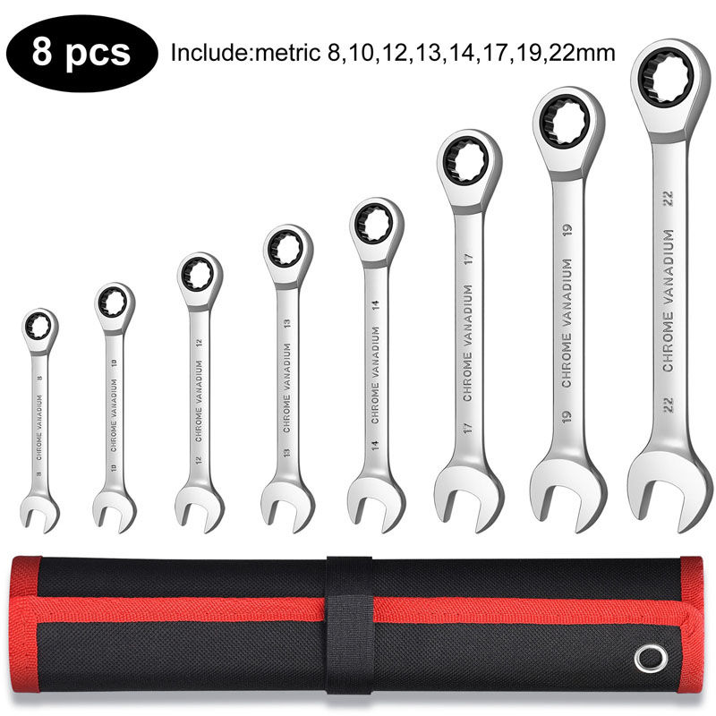 Miniature : Key Ratchet Wrench Set 72 Tooth Gear Ring Torque Socket Wrench Set Metric Combin