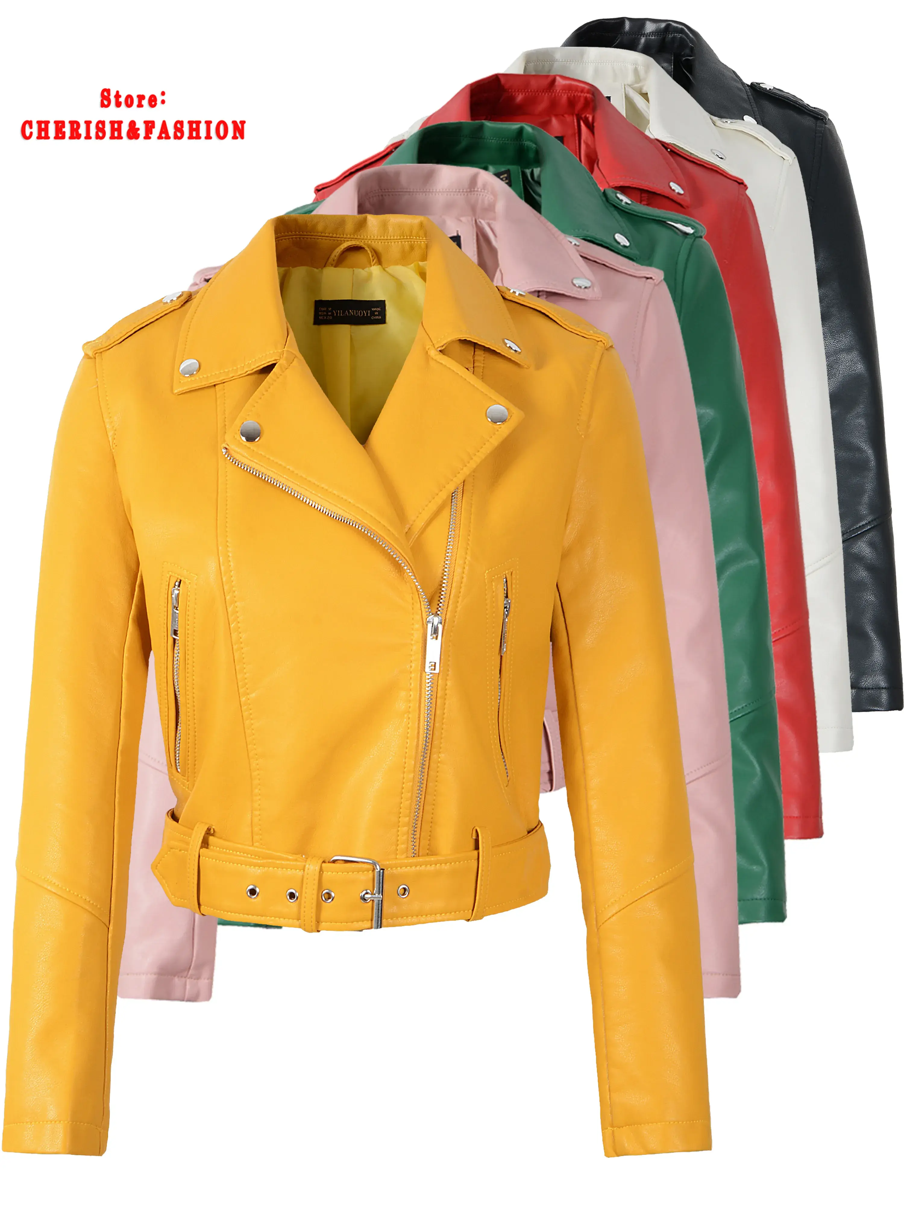 New Arrival Brand Winter Autumn Green Motorcycle Leather Jackets Yellow
