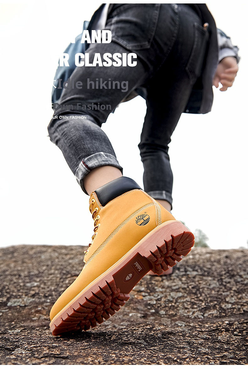 Miniature : Boots Men High Top Boots Men's Leather Shoes Winter Fashion Shoes Outdoor Sneake