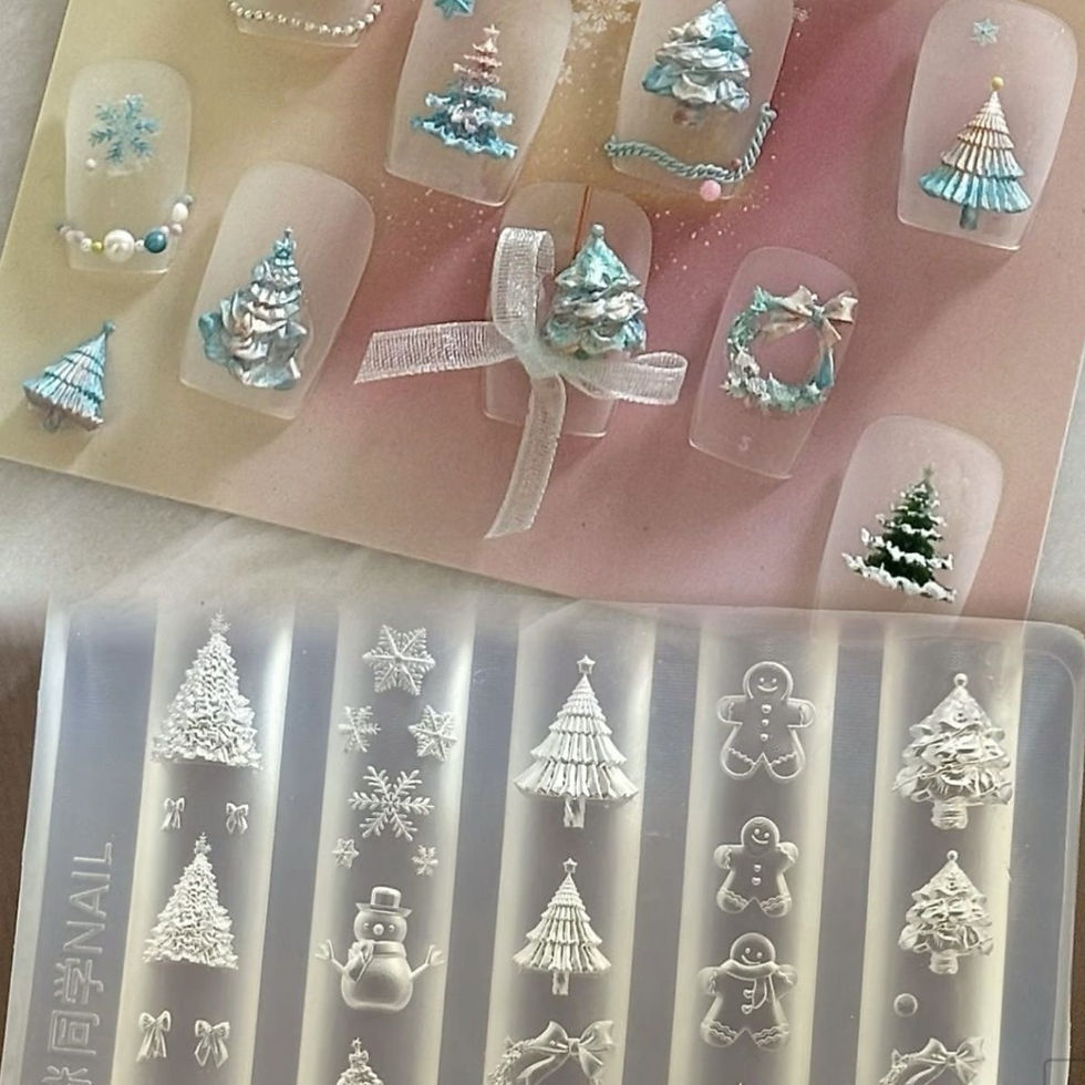 Miniature : Manicure Design Tool with 3D Christmas Tree, Snowman, Gingerbread Man - DIY Nail