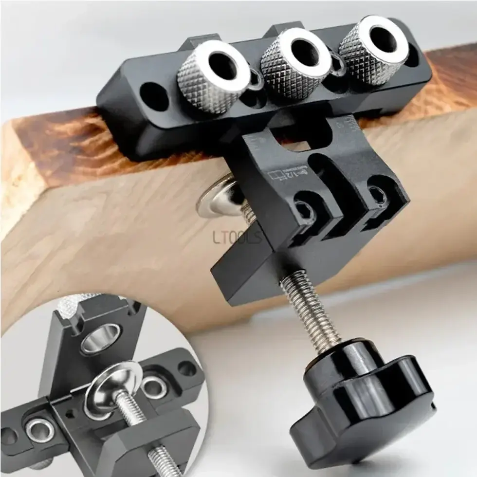 Miniature : Adjustable Doweling Jig Woodworking Pocket 3 in 1 Hole Jig 8MM 10MM Bushes Drill