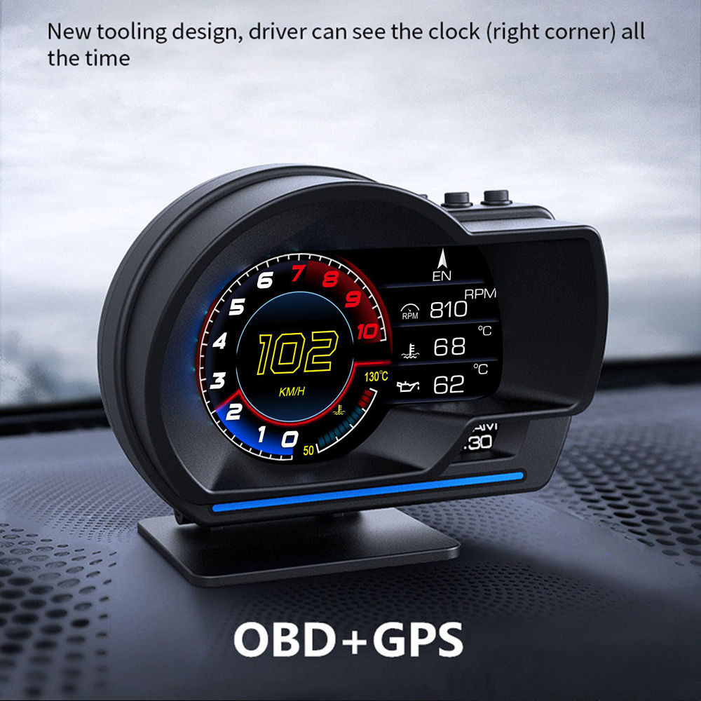 OBD2 Car Head Up Display HUD Smart Car Water & Oil temp Turbo RPM Gauge Digital 