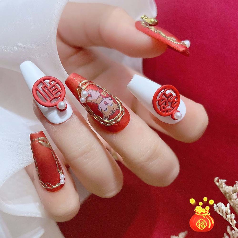 Miniature : Red Manicure Tool Chinese knot Auspicious Fortune Nail Art Alloy Jewelry DIY Nai