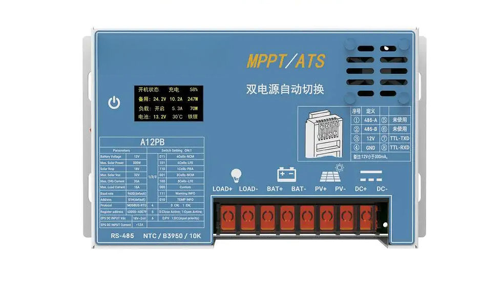 Miniature : MPPT+ATS Dual-system photovoltaic solar controller12VPlatform300WHigh-power neve
