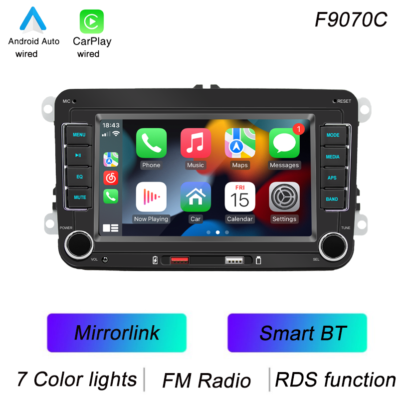 Miniature : BQCC 7" HD Car MP5 Player FM BT Colorful lights RDS Radio Mirrorlink USB chargin