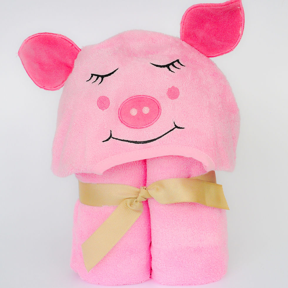 Miniature : Bamboo Rayon Piggy Hooded Turkish Towel: Little Kid