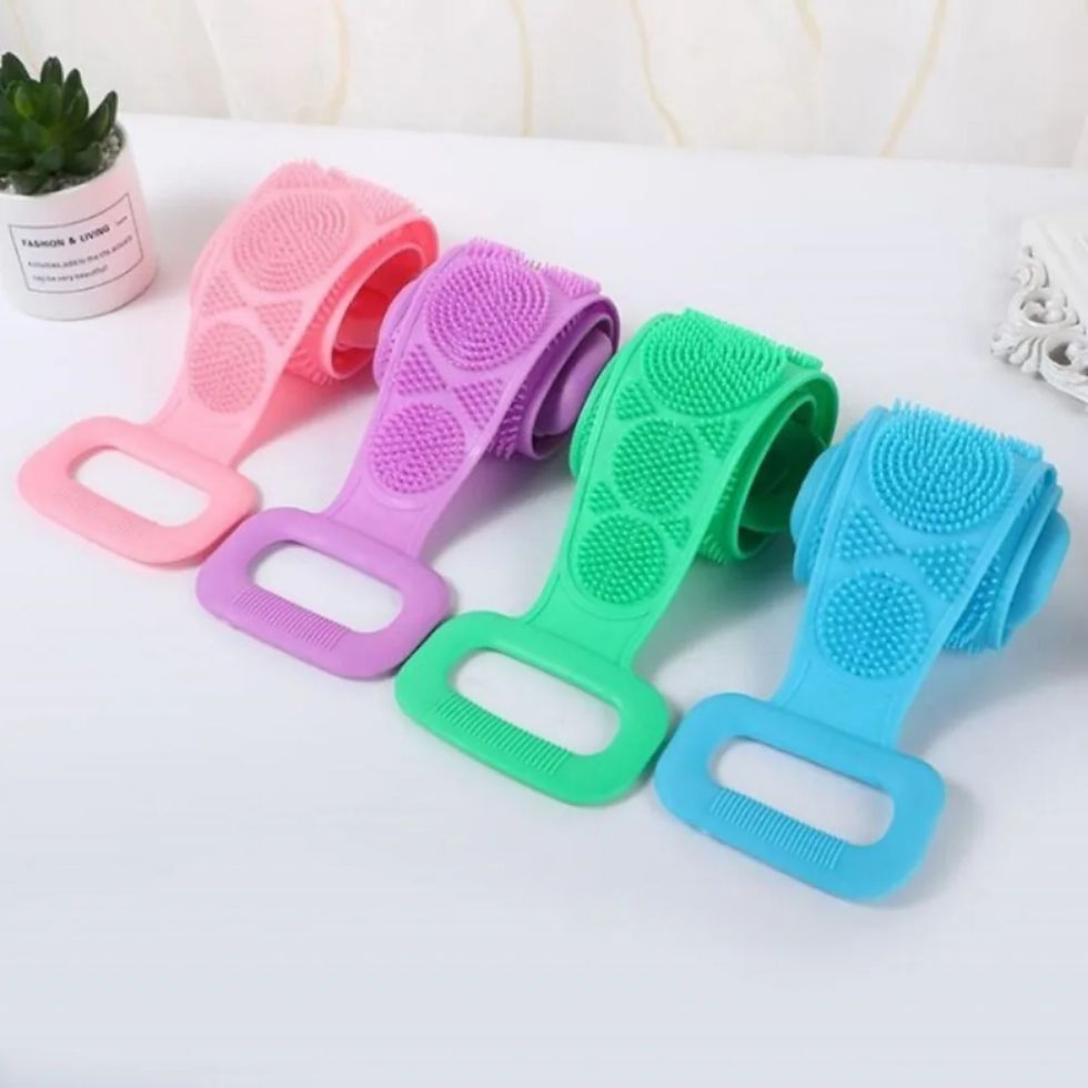 Miniature : Silicone Body Scrubber Back Massage Exfoliating Sponge Bathroom Bath Brush Scrub