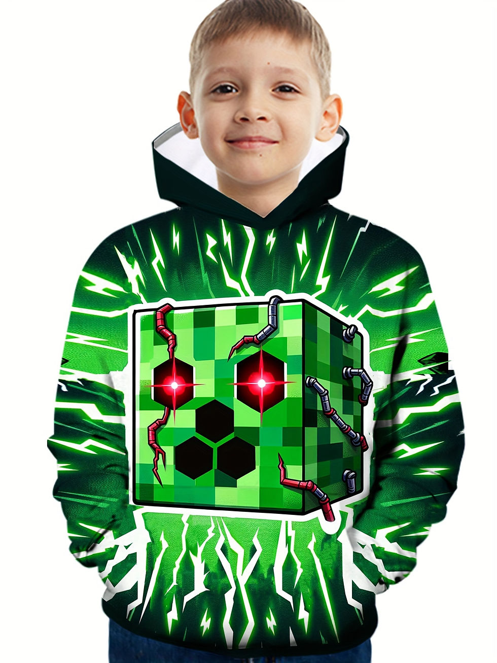 Miniature : Kids Clothes Boy Hoodies Girl Clothes Long Sleeve Building Block Print Casual Ki