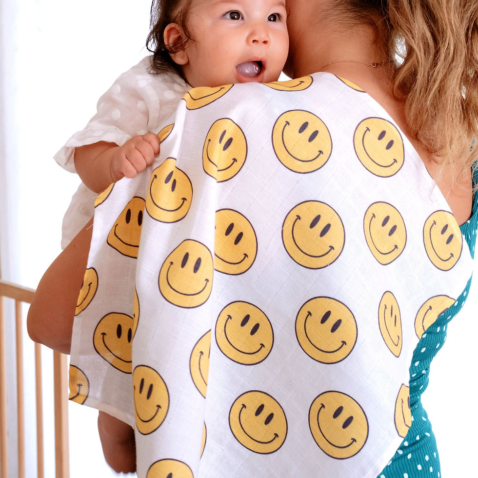 Miniature : Muslin Swaddle Baby Blanket - Smiley