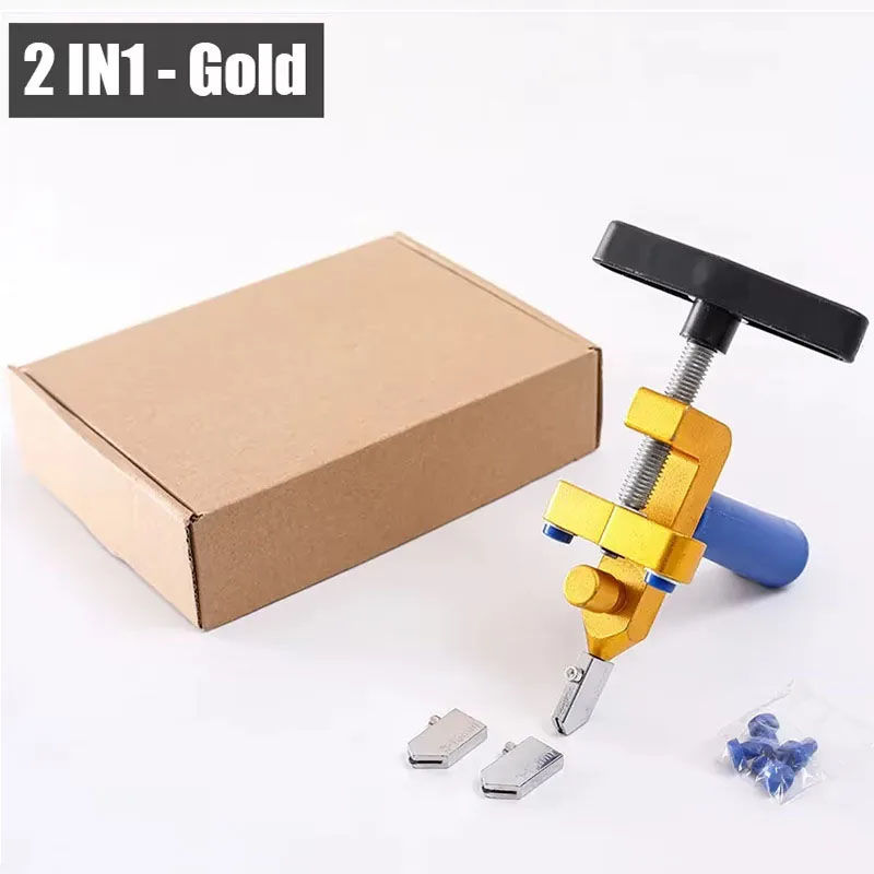 Miniature : 2 In 1 Ceramic Tile Cutting Glass Cutter Set With Knife Wheel Diamond Roller Cut
