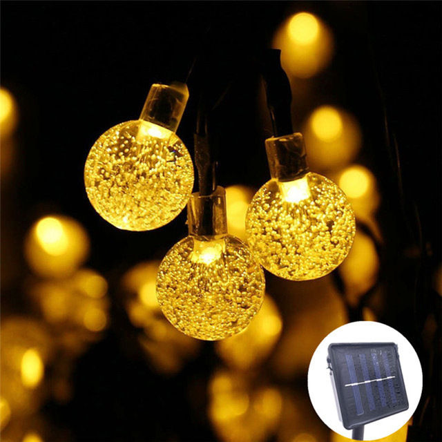 Miniature : 5M 7M 10M Solar Lamp Crystal Ball LED String Lights Flash Waterproof Fairy  For 