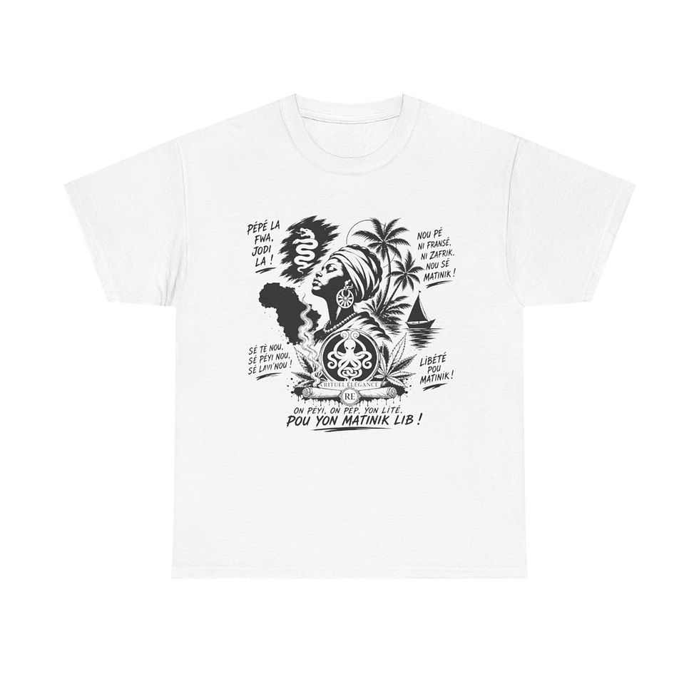 Miniature : T-Shirt — Vintage Caribbean("Pou yon Matinik Lib!")de la marque Rituel Élégance 