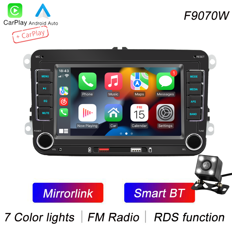 Miniature : BQCC 7" HD Car MP5 Player FM BT Colorful lights RDS Radio Mirrorlink USB chargin