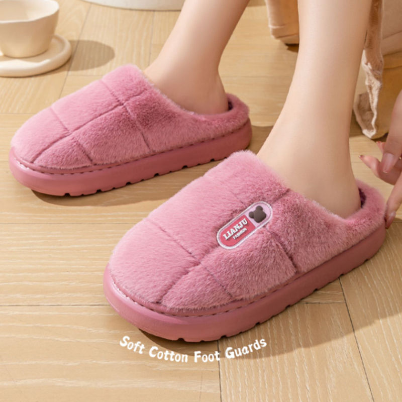 Miniature : Big Size 50 51 Winter Slippers Women Men Thick Sole Indoor Home Warm Couples Sho